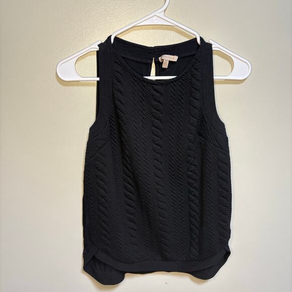 Anthropologie Bordeaux Black Cable Pattern Crewneck Sleeveless Blouse Small - Picture 9 of 9